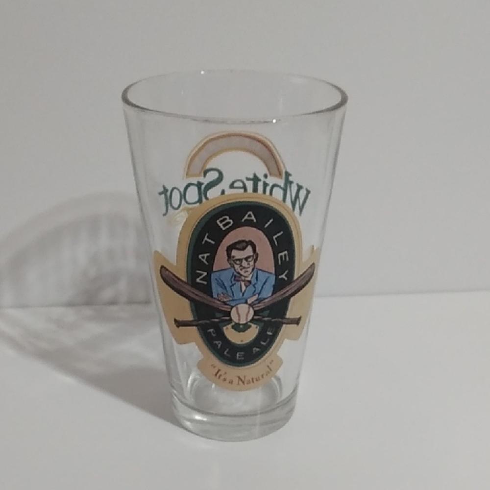 Branded Pint Glass - Clear with Multicolor Logo, White Spot/ Nat Bailey